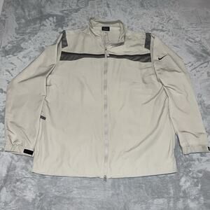 Nike Golf Windproof Windbreaker Jacket Beige Full Zip 333110 244 L